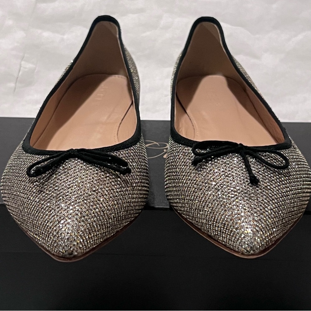 J. Crew Gemma Glitter Flats Metallic Gold Silver Size 9.5 - Picture 6 of 11